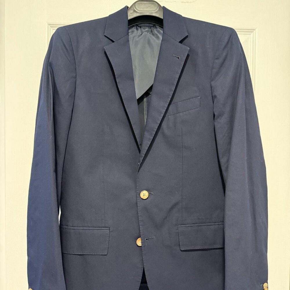 Club Monaco Grant Fit Cotton/Polyester Sport Coat/Blazer, Navy Blue 38R